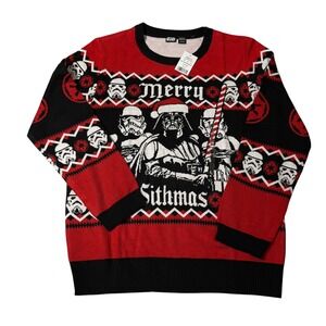 Star Wars Merry Sithmas Darth Vader Ugly Christmas Sweater Mens XL Red Black NWT
